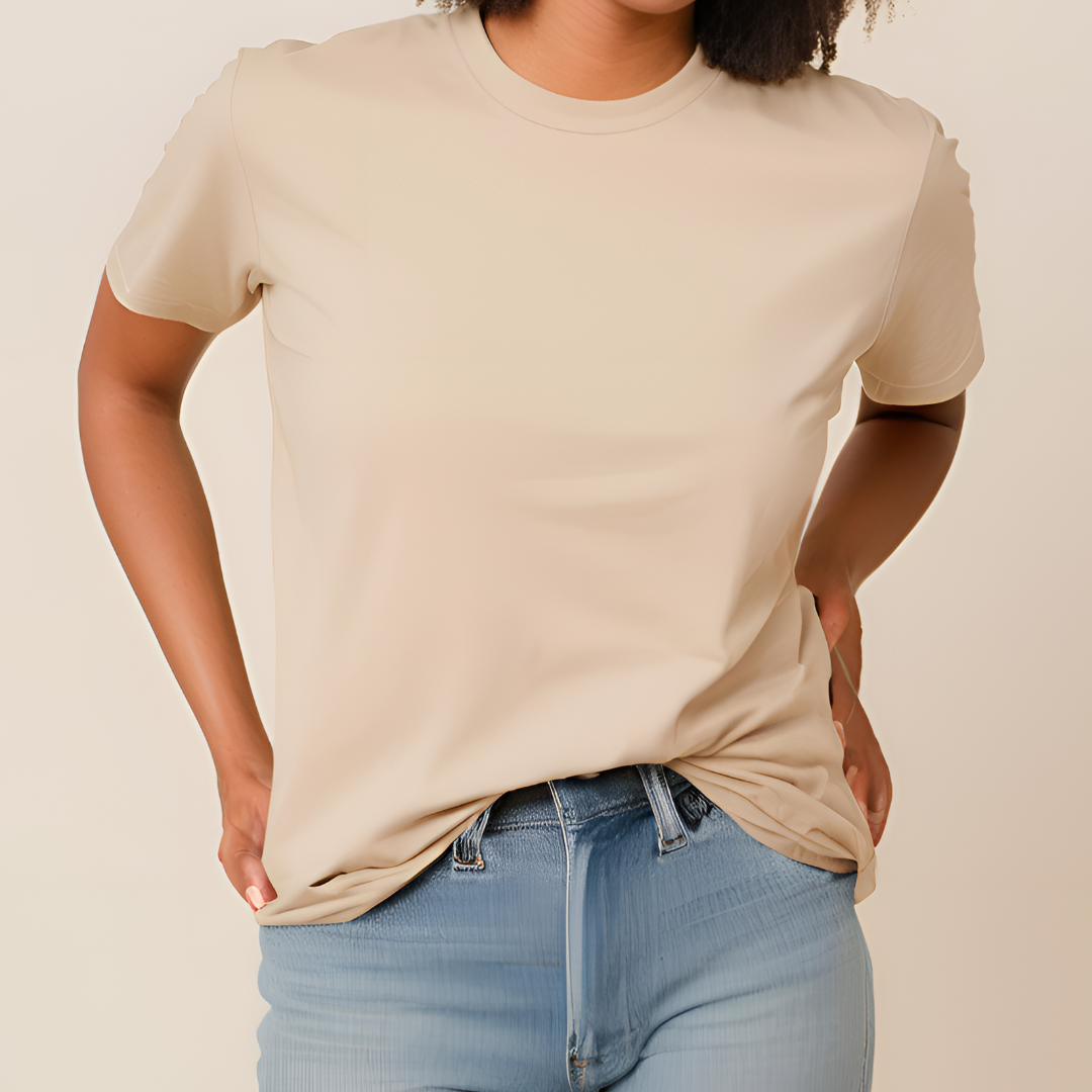 Short Sleeve Crew Neck Tee Beige