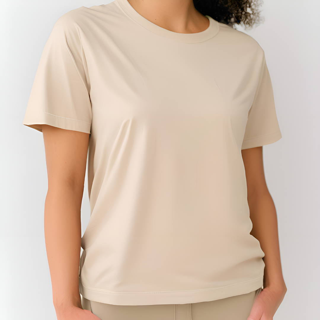 Short Sleeve Crew Neck Tee Beige