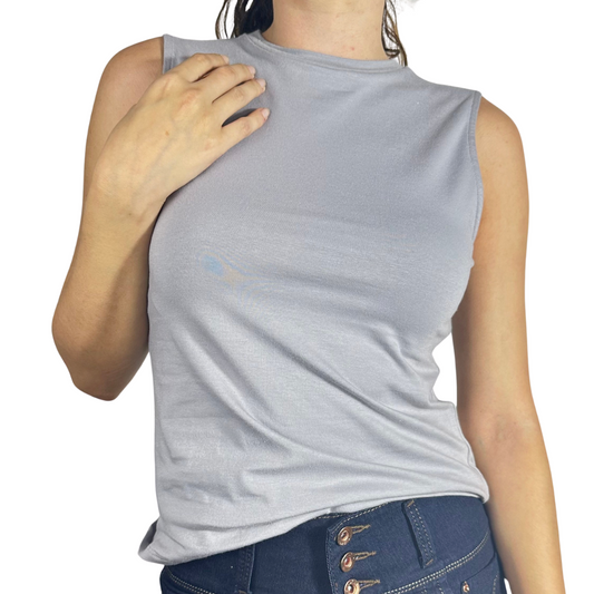 Sleeveless Crew Neck Top - Gray